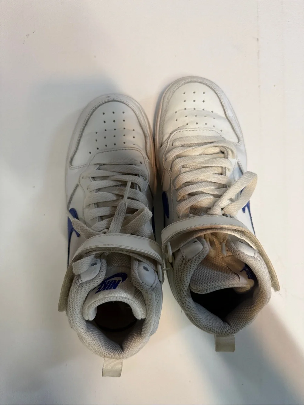 Nike Kids White and Royal Blue High-Top Sneakers